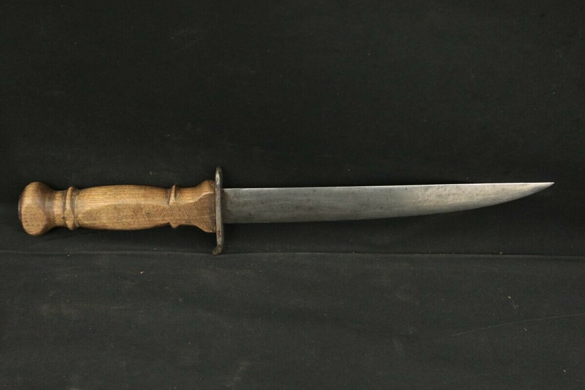 Wwii German Army Unbranded 12.5" Fixed Blade Wood Handle Fighting Knife, Dw Mark