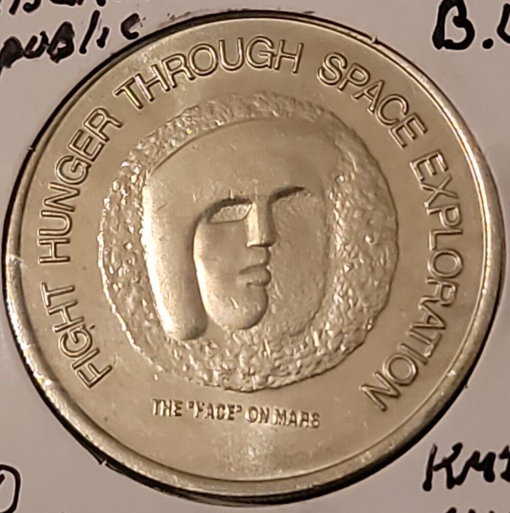 1996 Liberia 50 Dollars Coin Fight Hunger Through Space Exploration Face On Mars