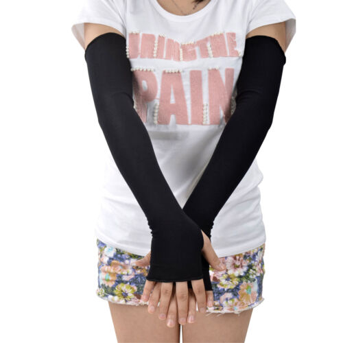Women Long Fingerless Arm Sun Protection Covers Golf Driving Cover Gloves