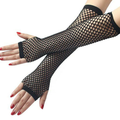Womens Lace Mesh Fishnet Gloves Sexy Dance Costume Lady Party Fingerless Mittens