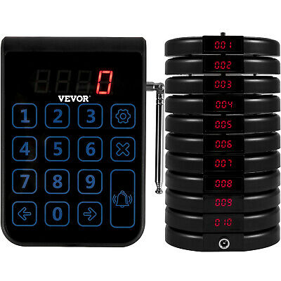 Vevor R100 Restaurant Paging System 10 Coasters Wireless For Food Court Clinic