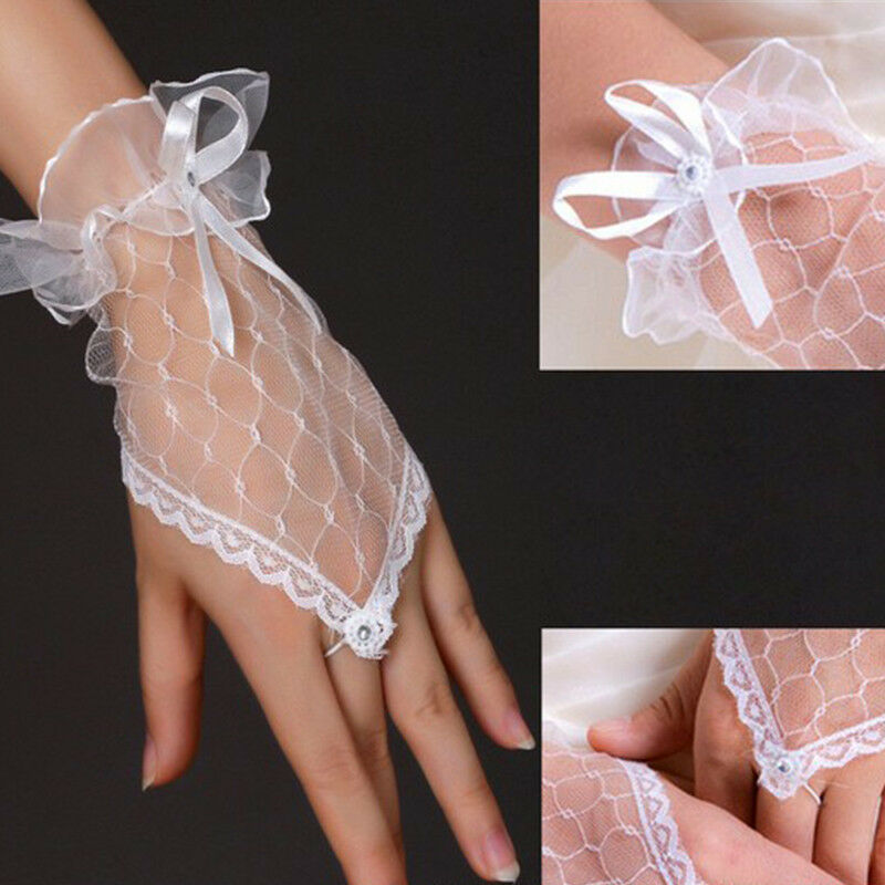 Sexy Women Evening Wedding Party Prom Fingerless Bridal Costume Lace Gloves US