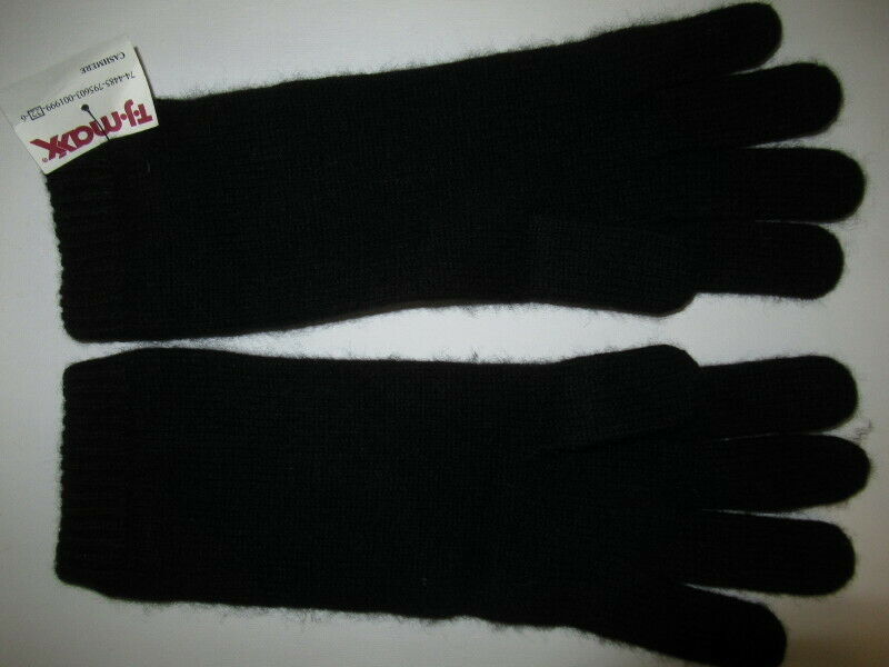 New Tahari 100% black cashmere gloves One size 11 in long