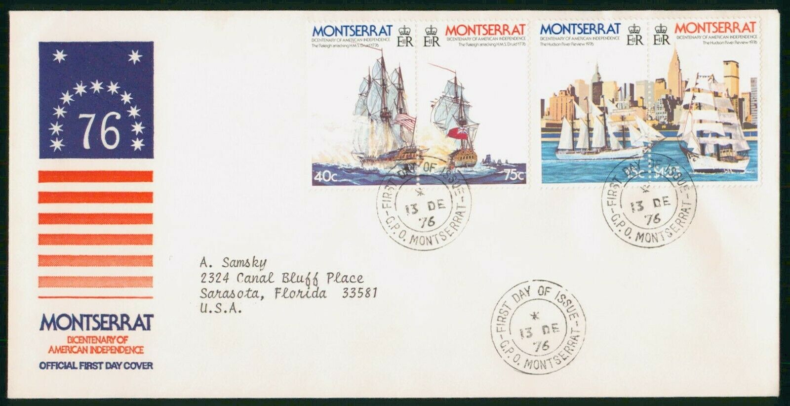 Mayfairstamps Montserrat Fdc 1976 Ship Combo American Independence First Day Cov