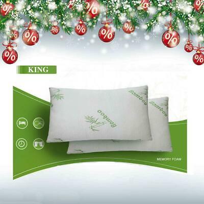 New 2pcs Bamboo Pillow Memory Foam King Size Improved Version Hypoallergenic