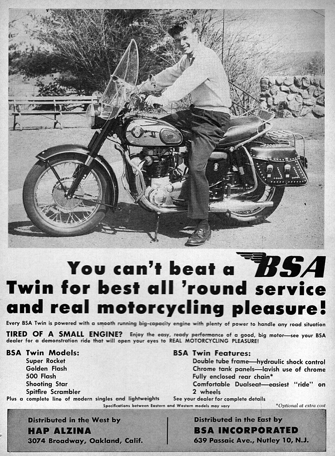 1959 Bsa Super Rocket Motorcycle "you Can't Beat A Bsa" Original Ad