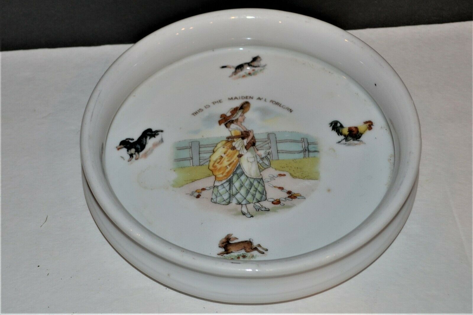 Vintage Ceramic Baby Childs Plate Dinner Bowl This Is Maiden All Forlorn 7.5"