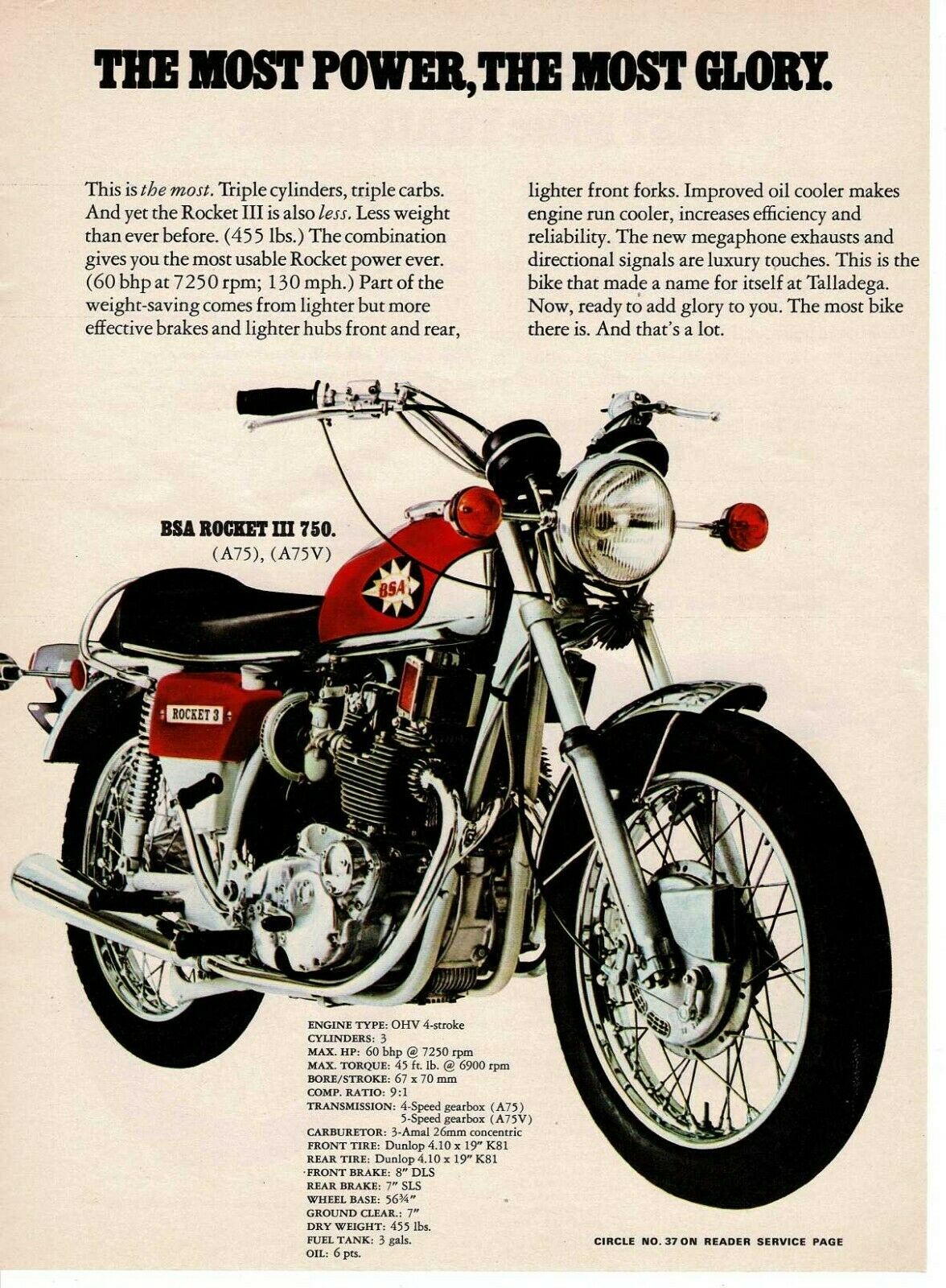 1971 Bsa Rocket Iii 750 And Victor 500 Trail Motorcycle 2-sided Vintage Print Ad