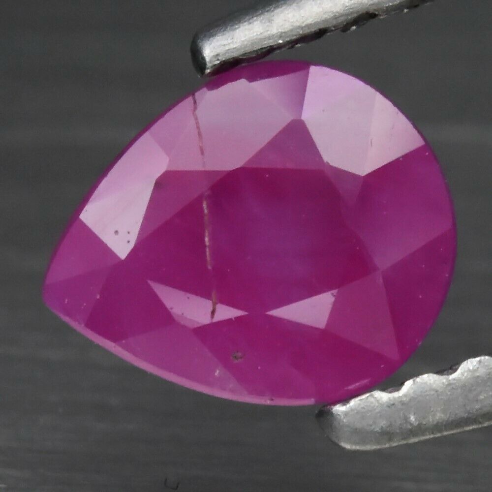 0.79ct 6.2x5mm Pear Natural Pinkish Red Ruby Myanmar *heated