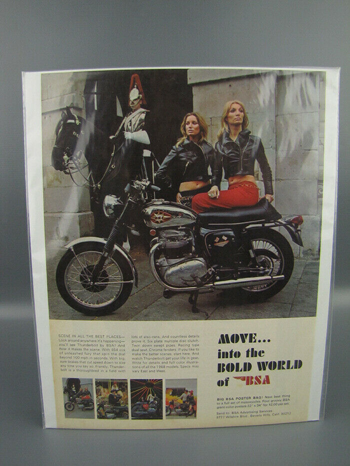 Vintage 1968 BSA Motorcycles Full-Page Advertisement Move Into The Bold World