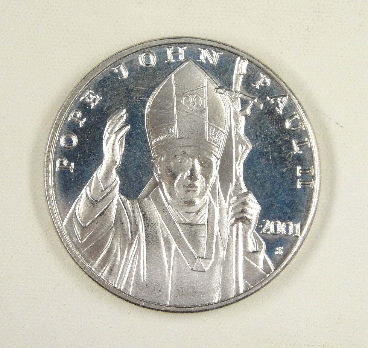Liberia Commemorative Coin 10 Dollars 2001 Almost Uncirculated,Pope John-Paul II