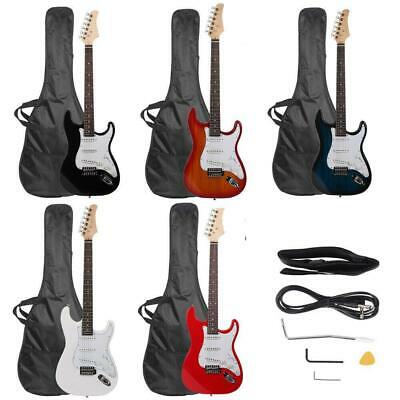 39.37" Beginner Sunset Electric Guitar +bag Case +cable +strap +picks 7 Color