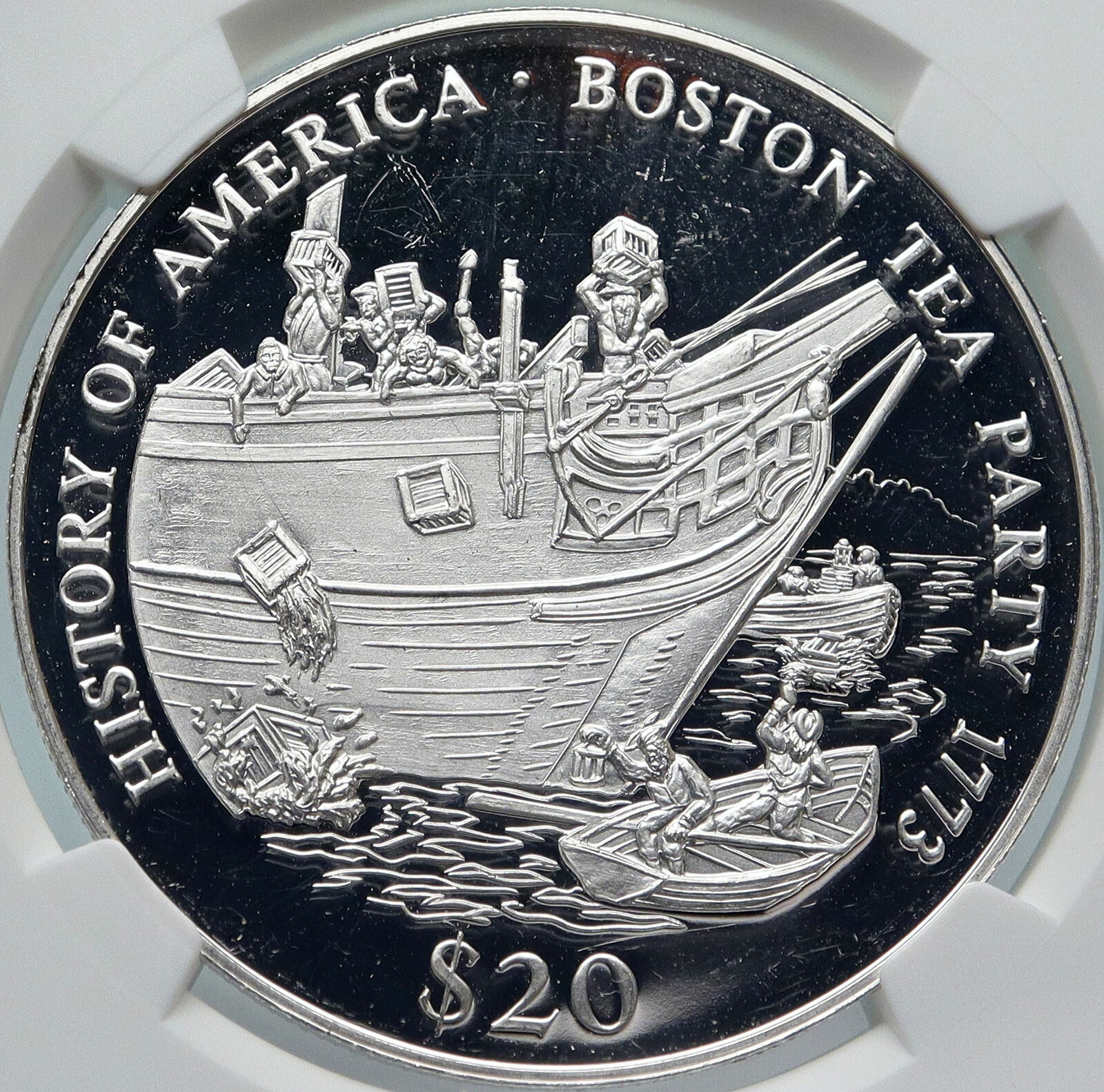 2000 Liberia American Boston Tea Party Tax Ship Proof Silver $20 Ngc Coin I85345