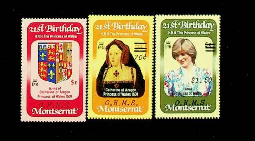 Montserrat 21st Birthday Of Princess Of Wales Ohms 3v Mnh Stamps 2 With S/c