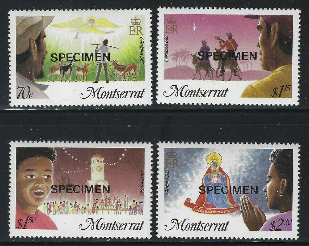 Montserrat 1987 Christmas Specimen Overprint Set Sc# 588-91 Nh