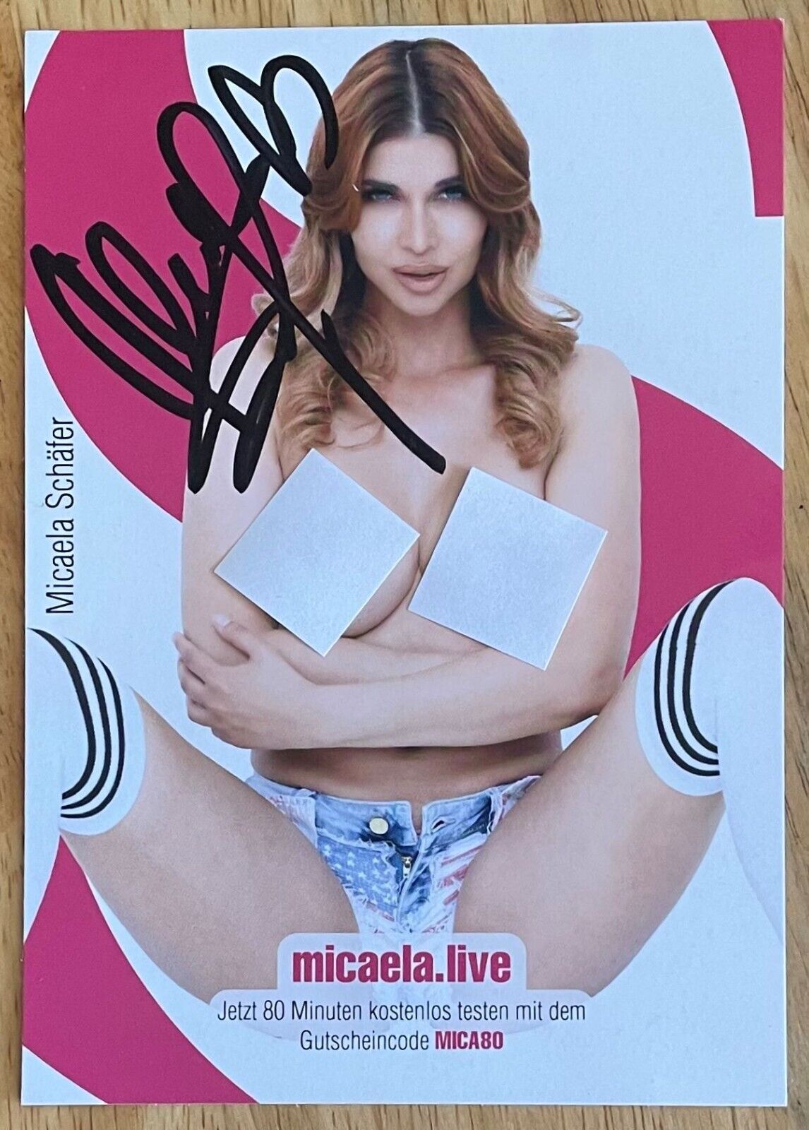 MICAELA SCHAFER, 100% AUTHENTIC AUTOGRAPHED PHOTO, PORN SUPERSTAR ! TOPLESS !