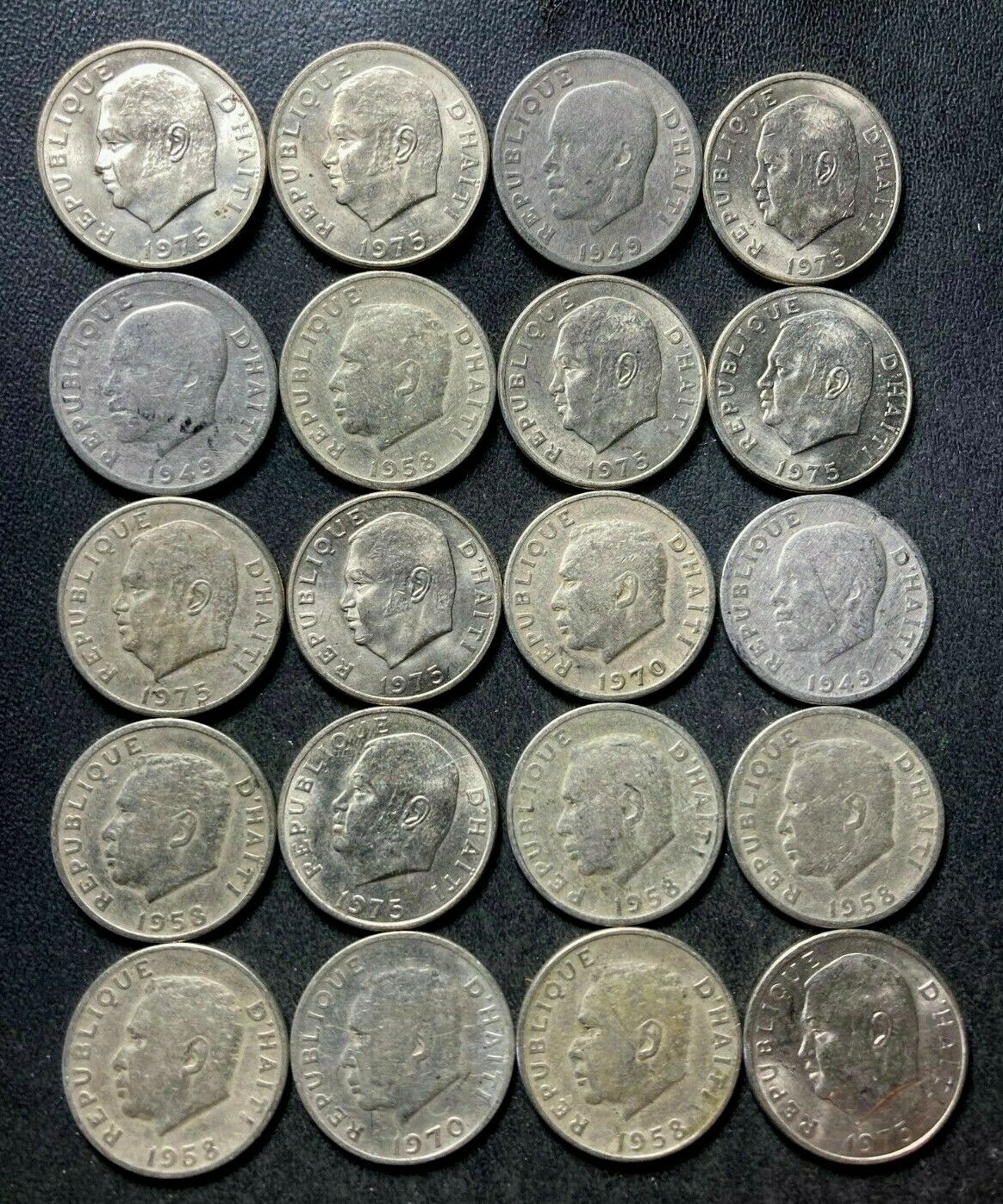 Vintage Haiti Coin Lot - 1949-1975 - 20 Uncommon Coins - Lot #a5