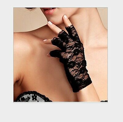 Women Lace Half Finger Gloves Wrist Length Party Sexy Dressy Gl001