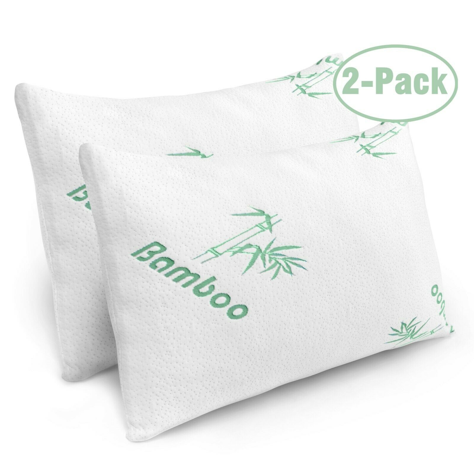 Plixio Bamboo Shredded Memory Foam Pillow With Hypoallergenic Cover 2 Pack Queen