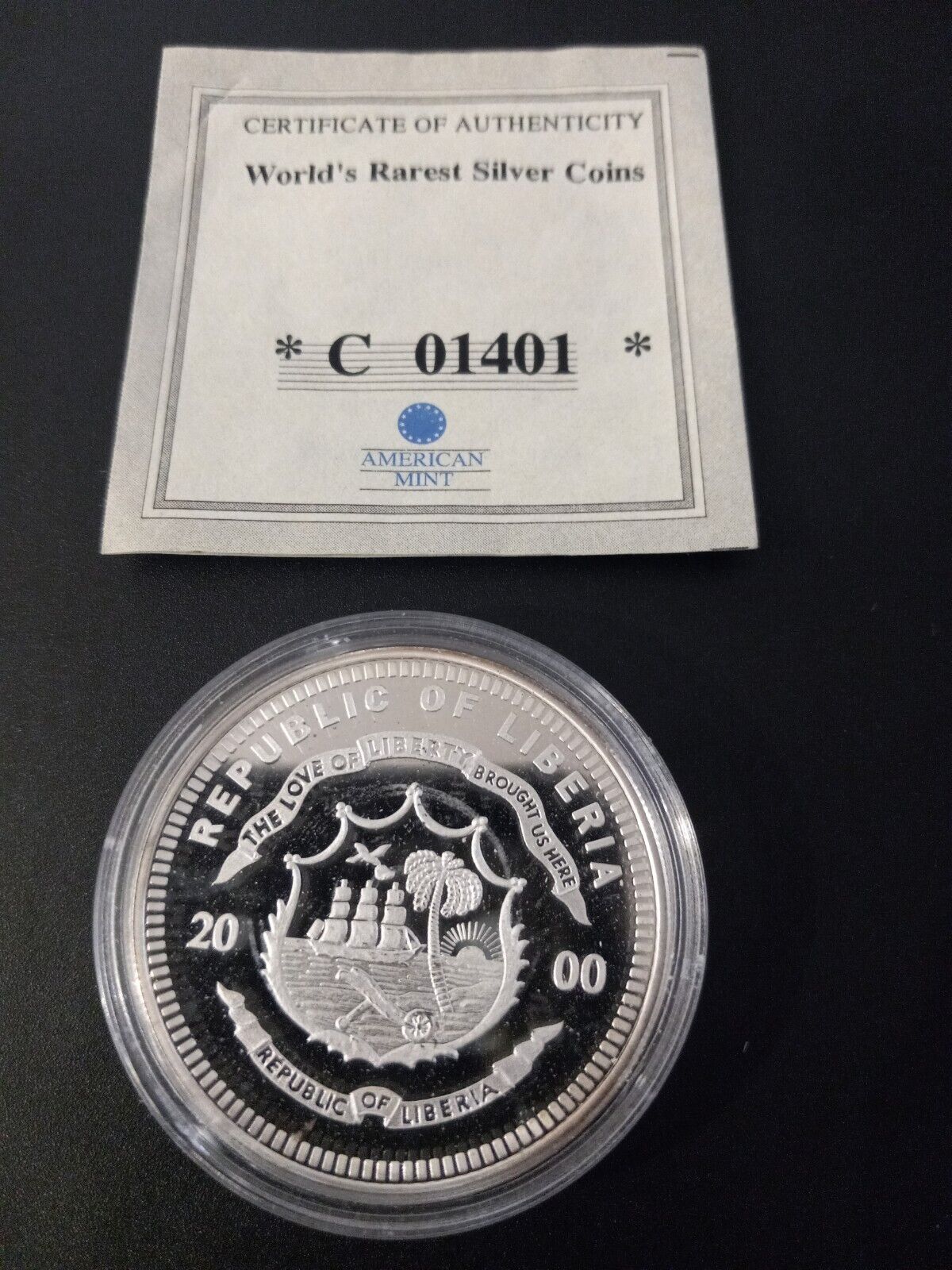 2000 Republic Of Liberia Titanic 20 Dollars  Proof Silver Coin